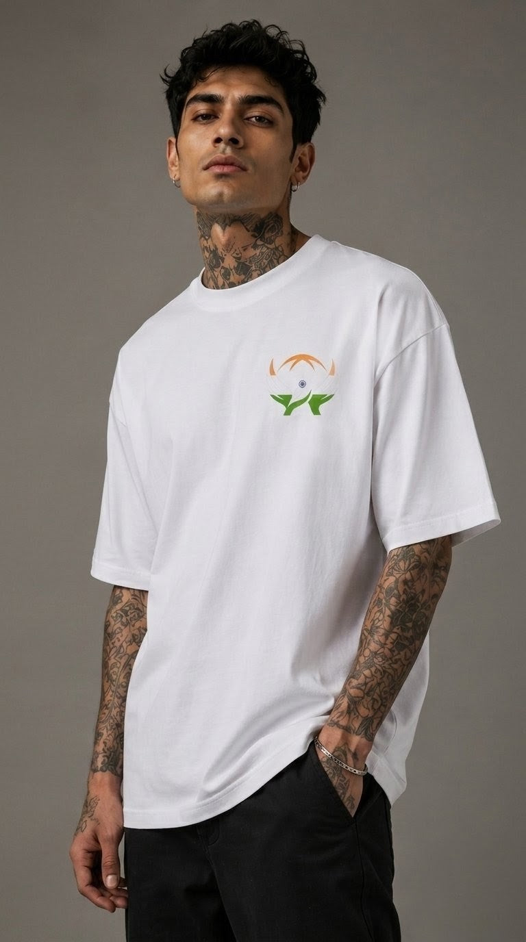 Bhagat Singh White Unisex Terry Oversized Tee T-Shirt